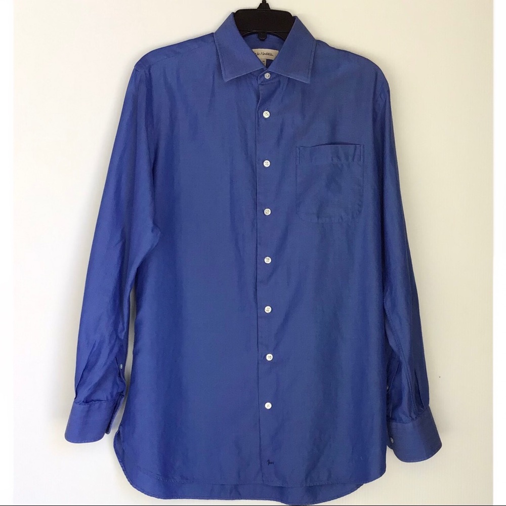 John W. Nordstrom Blue Long Sleeve Button Down Dress Shirt Size 15.1/2_35